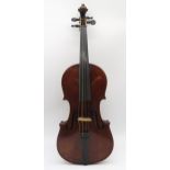 A two piece back violin 36cm with a bow by P & H London in case Condition Report:Available upon