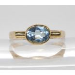 A 9ct gold blue topaz ring, size Q, weight 3.2gms Condition Report:Available upon request