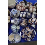 Six Royal Worcester coffee cups and trembluese saucers, assorted antique blue and white teawares,