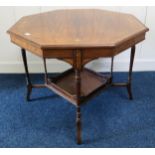 A Victorian rosewood octagonal top two tier window table, 70cm high x 90cm wide x 90cm deep