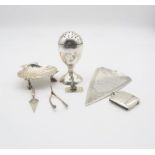 A collection of silver including a Victorian silver egg shaped caster, probably by Martin Goldstein,