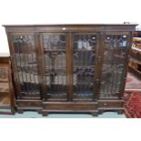 A 20th century mahogany astragal glazed breakfront bookcase, 169cm high x 211cm wide x 44cm deep and