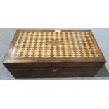 A VICTORIAN ROSEWOOD MARQUETRY WRITING SLOPE and a Victorian rosewood tea caddy (2) Condition