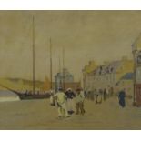 TERRICK WILLIAMS A quayside, oil on board, unsigned, 26 x 29cm Condition Report:Available upon