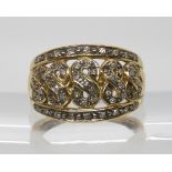A 9ct gold diamond set dress ring, size N1/2, weight 4.1gms Condition Report:^ tiny diamonds
