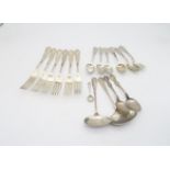 A collection of silver flatware including a set of six William IV Irish silver tea spoons, in the