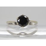 A 9ct white gold black diamond solitaire of estimated approx 1ct, by Gems TV, size N1/2, weight 2.