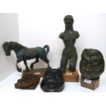 GEORGE CAMERON FOLEY (SCOTTISH b.FALKIRK 1910) FOUR SCULPTURES TO INCLUDE A FEMALE FIGURE, A HORSE