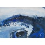 JACKIE GARDINER (SCOTTISH CONTEMPORARY b.1958)  ABSTRACT BOAT IN BLUE  Mixed media on board,