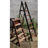 A lot of two 20th century wooden folding ladders (2) Condition Report:Available upon request