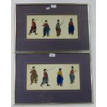 GRACE JOHNSON Caricature figures, watercolour, dated, 1911, 17 x 36cm, AFTER BUNBURY the propagation