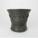 A 17/18th century bronze mortar with inscription Anno 1634 Anno 1734, 13cm high Condition Report: