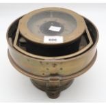 SHIPS BRASS BINNACLE COMPASS No.130 H, Pat, 919 21cm high, inches high, 23cm diameter and a