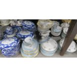 A blue and white opaque china dinner service, assorted Doulton and Ridgeways dinner wares etc