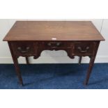 A Victorian mahogany three drawer low boy table, 74cm high x 100cm wide x 51cm deep Condition