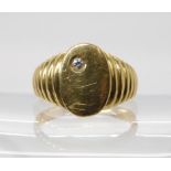 An Italian made 18ct gold diamond set signet ring, size T, weight 8.4gms Condition Report: