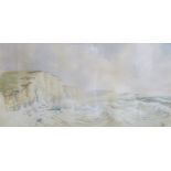 SCOTTISH SCHOOL Coastal seascape, monogrammed, watercolour, 25 x 47cm and a print (2) Condition