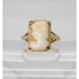 A 9ct gold cameo set ring, size K, weight 2.4gms Condition Report:Available upon request
