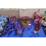 A collection of art glass in mainly pink colouration Condition Report:Available upon request
