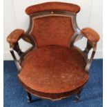 A Victorian walnut framed parlour armchair Condition Report:Available upon request