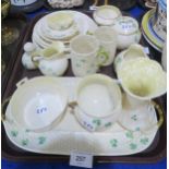A collection of Belleek porcelain decorated with shamrock, of various dates Condition Report:Not