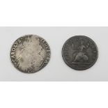 A Charles II coin dated 1672 together with George II half penny, various three pence coins etc