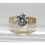 A 14k gold cz set ring, size P, weight 5.2gms Condition Report:Available upon request