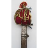 A ceremonial brass basket hilt sword Condition Report:Available upon request