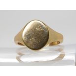 A 9ct gold heavy weight gents signet ring, size X, weight 7.3gms Condition Report:Available upon