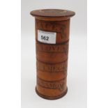 A 19th century  treen sycamore spice tower, the sections Mace, Cloves, Nutmeg, Cinnamon Condition