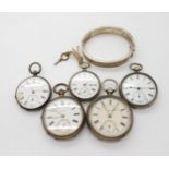 Two silver pocket watches retailed by J.G. Graves of Sheffield, together with a silver bangle, two