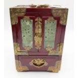 An oriental brass bound jewellery box together with a Jamaican Annabella box and another Condition