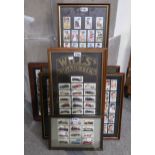 A lot of eight framed cigarette card displays (8) Condition Report:Available upon request