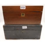 A leather bound stationary box and a wooden box Condition Report:Available upon request