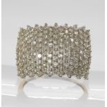 A 9ct gold diamond pave set dress ring, set with estimated approx 0.70cts of eight cut diamonds,