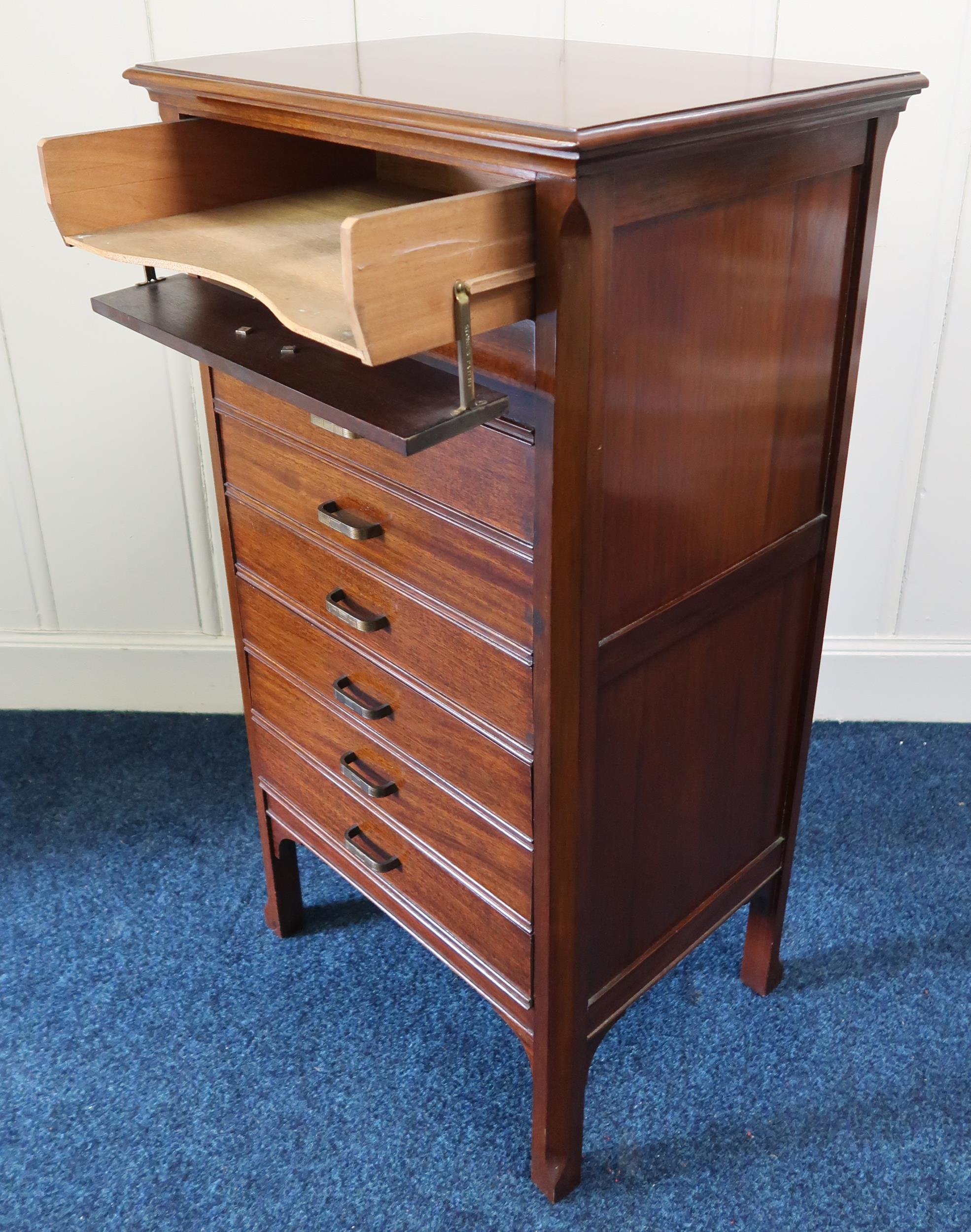 A 20th century mahogany eight drawer music cabinet, 102cm high x 52cm wide 41cm deep Condition - Image 2 of 2