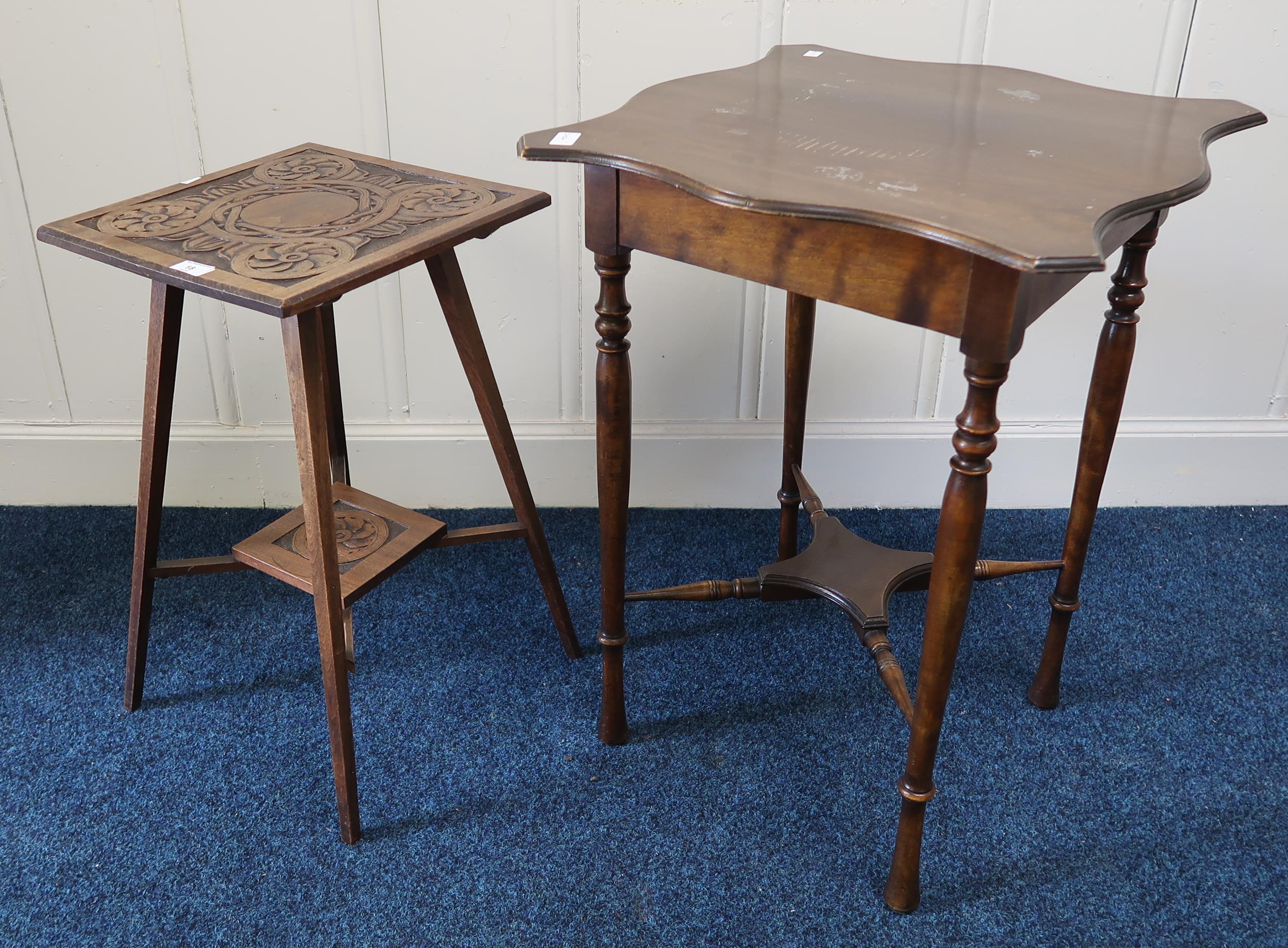 A lot of two mahogany two tier occasional tables (2) Condition Report:Available upon request