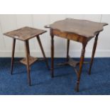 A lot of two mahogany two tier occasional tables (2) Condition Report:Available upon request