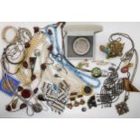 Fine glass bead statement necklaces ,a cloisonné turtle trinket box and other items Condition