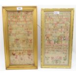 An early Victorian sampler with royal cyphers, by Elizabeth Bird aged 12, and another " Virtue and