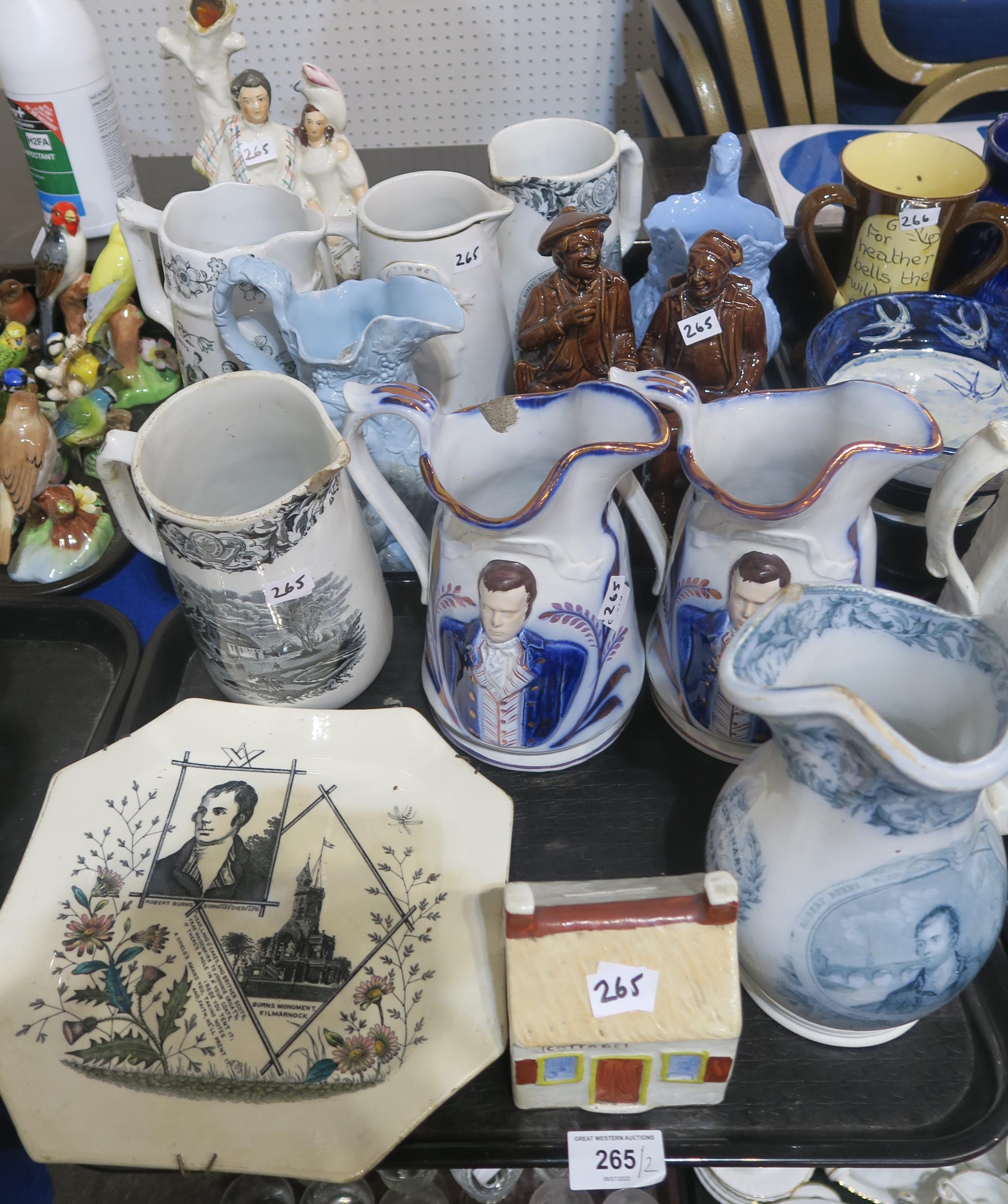 A collection of Scottish pottery mainly Burns related including jugs by J & M P Bell, Clyde Pottery,