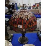 A Tiffany style dragonfly leaded glass table lamp Condition Report:Available upon request