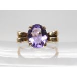 A 9ct gold Art Deco Amethyst ring, hallmarked 1924, size P, weight 3.3gms Condition Report:Available