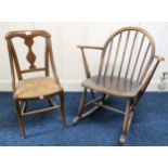 A mid 20th century Ercol elm and beech rocking chair and an early 20th century beech framed child'