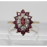 A 9ct gold ruby and diamond accent ring, size P1/2, weight 2.4gms Condition Report:Available upon