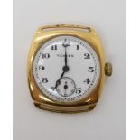 An 18ct gold cased Vertex watch head, approx 2.9cm x 2.9cm, weight including mechanism 23.4gms