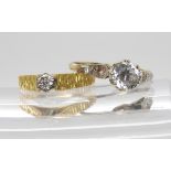 An 18ct gold retro illusion set diamond ring, size K1/2, weight 2.4gms, together with a 9ct white