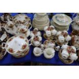 A Royal Albert Old Country Roses pattern sinner, tea and coffee set comprising cups saucers, plates,