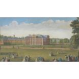 BRITISH SCHOOL Royal Palace of Kensington, coloured engraving, 24 x 41cm and J.W.BENNETT Coastal