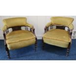 A lot of two Victorian mahogany framed horseshoe back parlour armchairs (2) Condition Report: